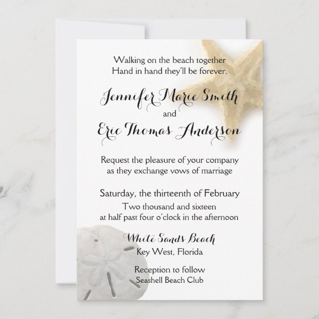 Invitación a la boda del Dólar de arena Starfish B (Anverso)