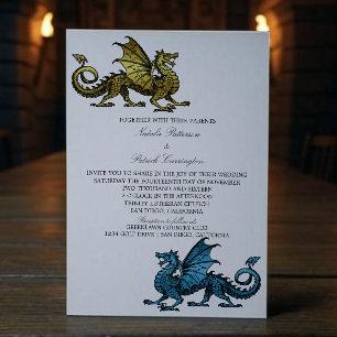 Invitación a la boda del dragón azul dorado