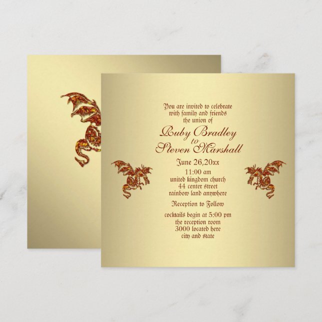 Invitación a la boda del dragón dorado (Anverso / Reverso)