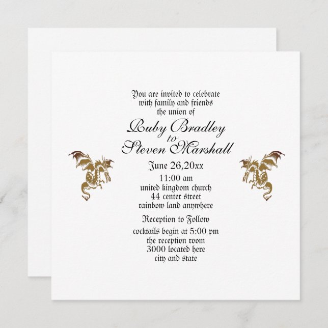 Invitación a la boda del dragón dorado (Anverso / Reverso)