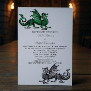 Invitación a la boda del Dragón Plateado Verde