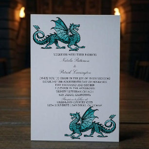 Invitación a la boda del dragón verde azulado