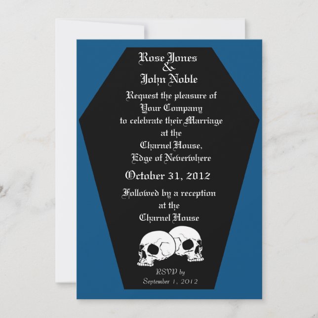 Invitación a la boda del Ebony del féretro (azul) (Anverso)
