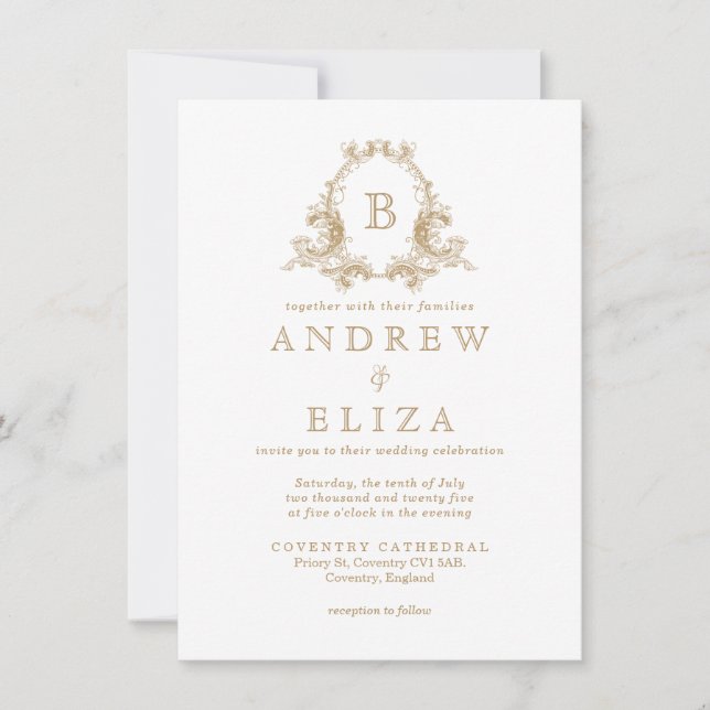 Invitación a la boda del Escudo de Monograma de mo (Anverso)