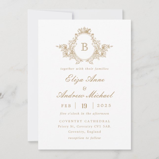 Invitación a la boda del Escudo del Monograma de O (Anverso)