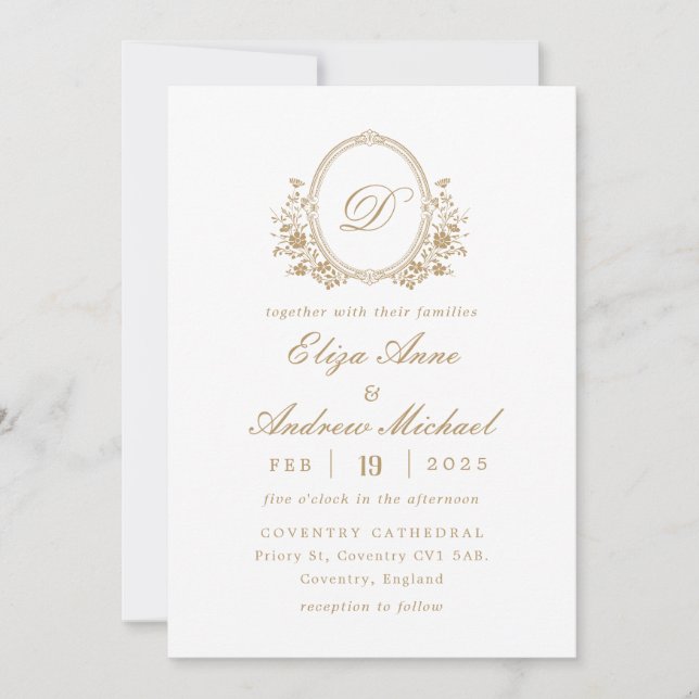 Invitación a la boda del Escudo del Monograma de O (Anverso)