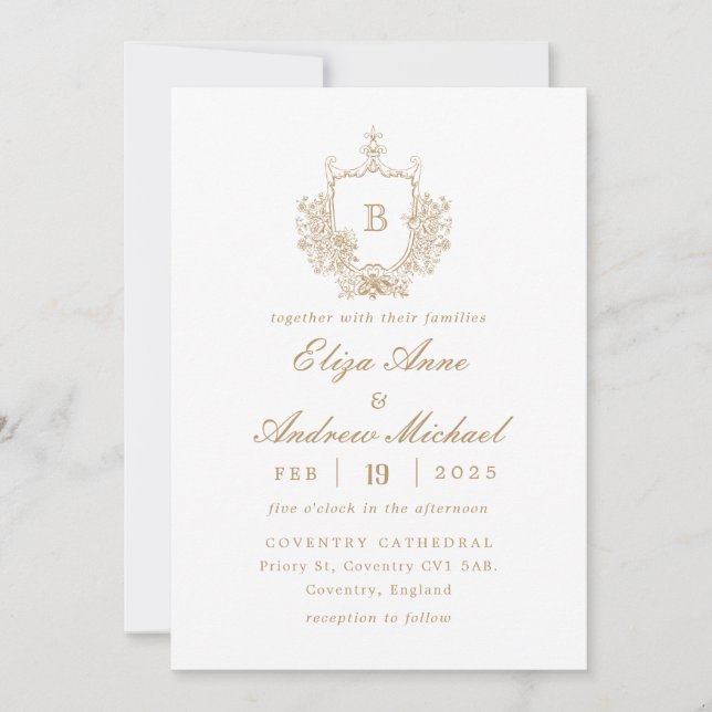 Invitación a la boda del Escudo del Monograma de O (Anverso)