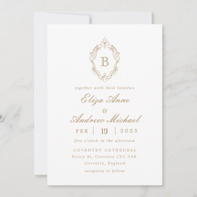 Invitación a la boda del Escudo del Monograma de O (Anverso)
