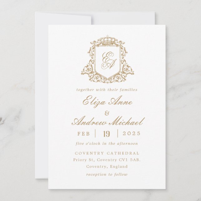 Invitación a la boda del Escudo del Monograma Real (Anverso)