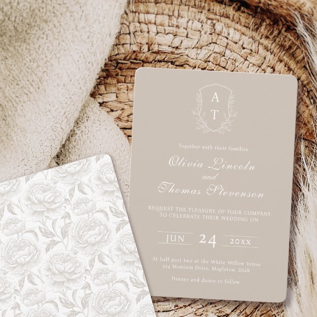 Invitación a la boda del escudo Monograma Pale Tau (Subido por el creador)