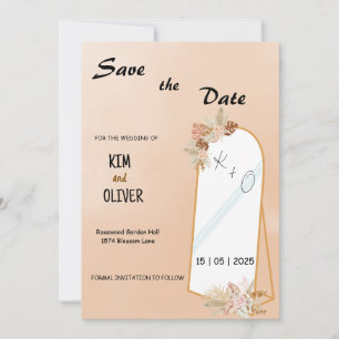 Invitación a la boda del espejo de estilo boho