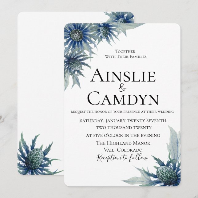 Invitación a la boda del estilo de la piel azul mo (Anverso / Reverso)