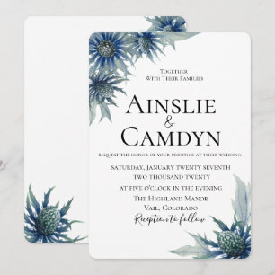 Invitación a la boda del estilo de la piel azul mo
