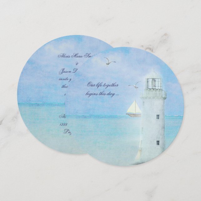 Invitación a la boda del Faro Blanco Náutico (Anverso / Reverso)