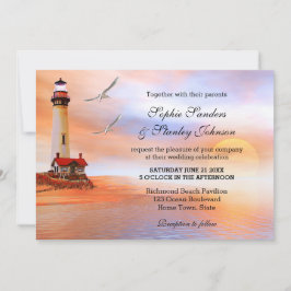 Invitación a la boda del faro de playa