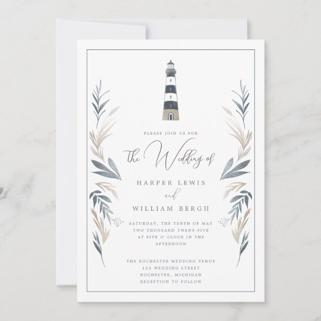 Invitación a la boda del faro náutico (Anverso)
