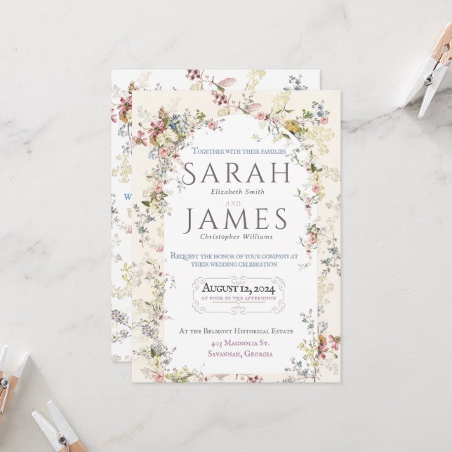 Invitación a la boda del Fiesta de los Jardín Ingl (Anverso/Reverso In Situ)