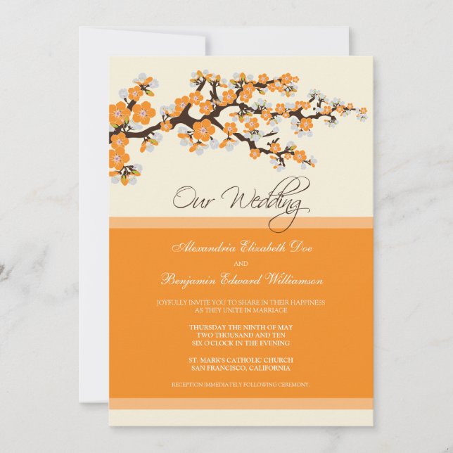 Invitación a la boda del florecimiento del cerezo  (Anverso)