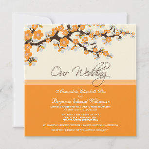 Invitación a la boda del florecimiento del cerezo