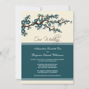 Invitación a la boda del florecimiento del cerezo