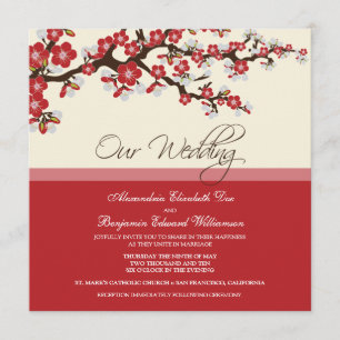 Invitación a la boda del florecimiento del cerezo 