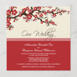 Invitación a la boda del florecimiento del cerezo 