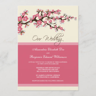 Invitación a la boda del florecimiento del cerezo 