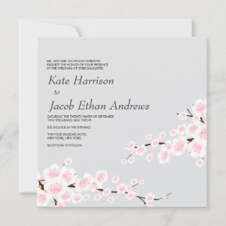 Invitación a la boda del florecimiento del cerezo