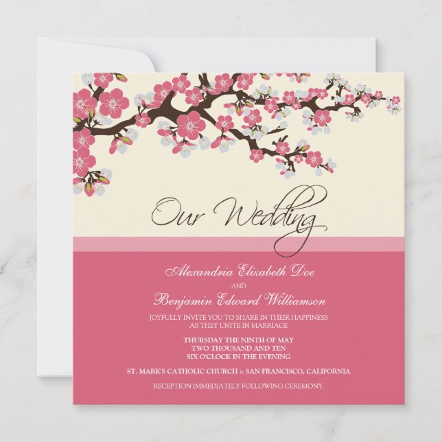 Invitación a la boda del florecimiento del cerezo  (Anverso)