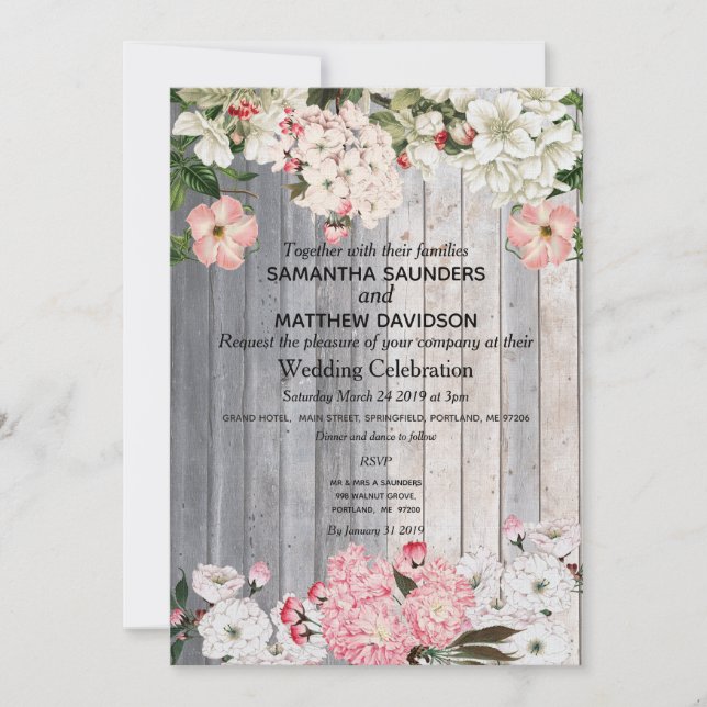 Invitación a la boda del florecimiento del cerezo  (Anverso)