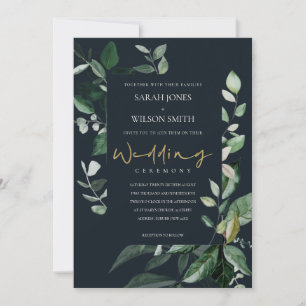 Invitación a la boda del follaje de la cápsula de