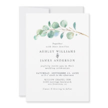 Invitación a la boda del follaje del eucalipto ver