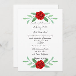 Invitación a la boda del follaje floral rojo