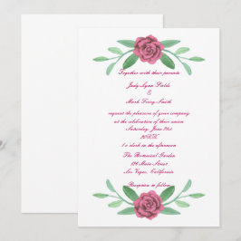 Invitación a la boda del follaje floral rosa
