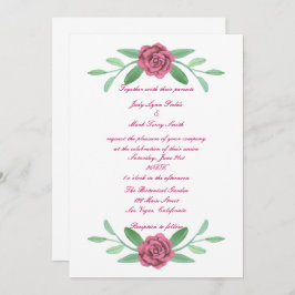 Invitación a la boda del follaje floral rosa