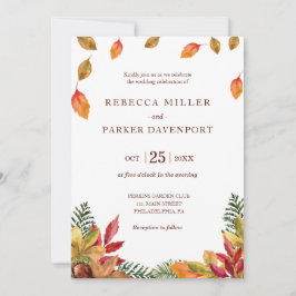 Invitación a la boda del follaje otoñal