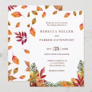 Invitación a la boda del follaje otoñal