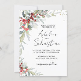 Invitación a la boda del follaje verde de las Berr