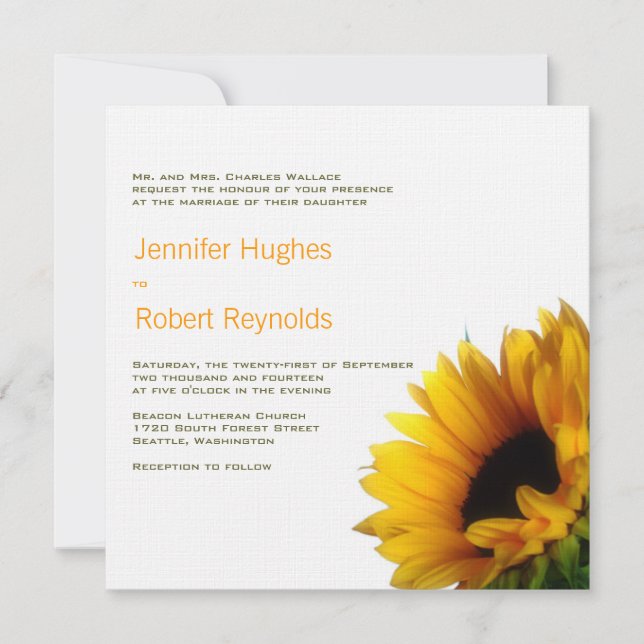 Invitación a la boda del girasol (Anverso)