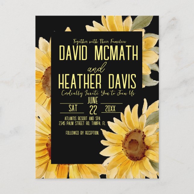 Invitación a la boda del girasol (Anverso)