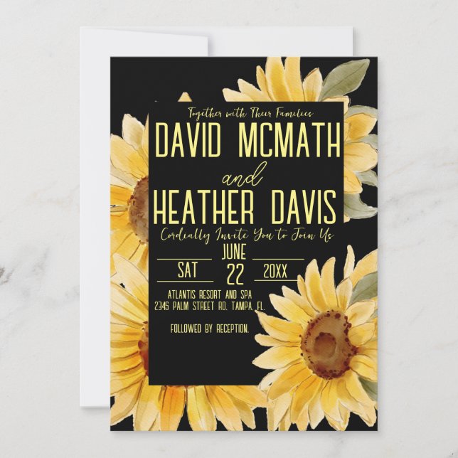 Invitación a la boda del girasol (Anverso)