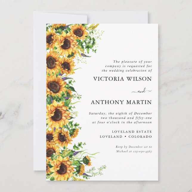 Invitación a la boda del girasol (Anverso)