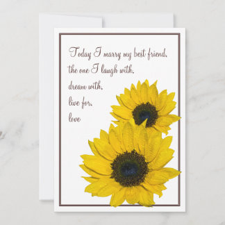 Invitación a la boda del girasol Amarillo marrón b