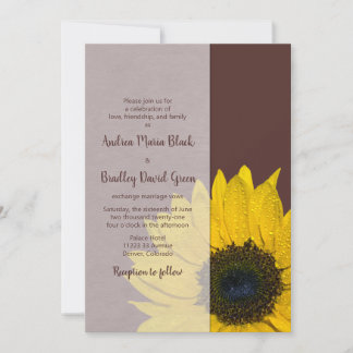 Invitación a la boda del girasol amarillo marrón s