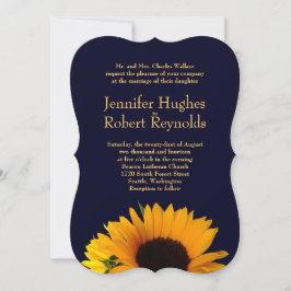 Invitación a la boda del girasol (Azul marino)