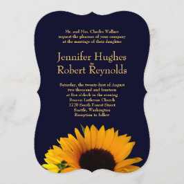 Invitación a la boda del girasol (Azul marino)