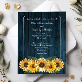 Invitación a la boda del girasol azul ruso