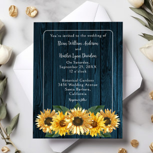 Invitación a la boda del girasol azul ruso