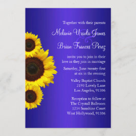 Invitación a la boda del girasol azul y amarillo