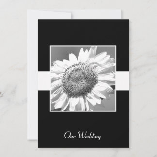 Invitación a la boda del girasol blanco y negro